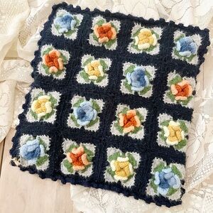 Handmade Floral Crochet Square Throw Pillow Sham